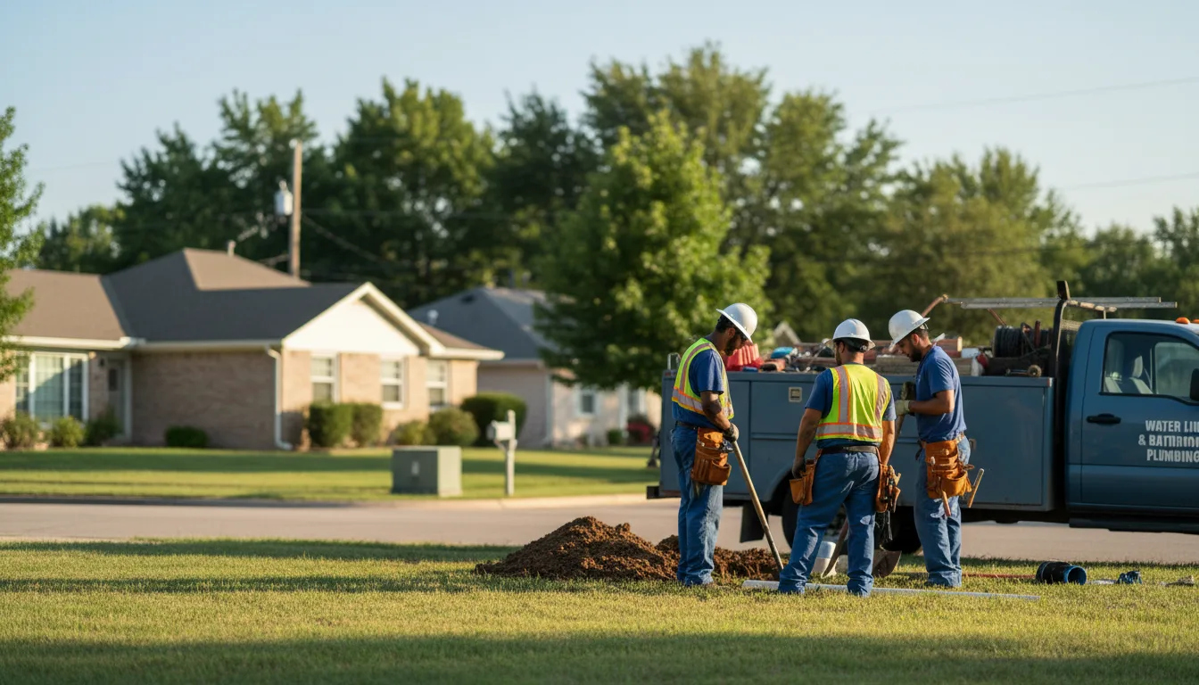 Residential water line and bathroom plumbing service in Canute, OK